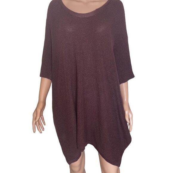 NWT Lauren Conrad LC Plum Open Poncho Criss Cross Back Deep burgundy OSFM - Picture 4 of 6